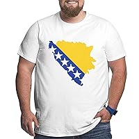 Bosnian Map Flag Big Size Men's T-Shirt Man's Soft Shirts Shirt Sleeve T-Shirt