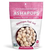 AshaPops Popped Water Lily Seeds-Gluten Free | Vegan | Paleo | Nut Free | Corn- Free | 0.5 oz | (Pack of 12) - Lunchbox Size (Himalayan Pink Salt)
