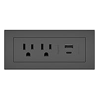 Legrand Wiremold RDZCBK10 radiant Furniture Power Center with USB, Recessed Power Strip, 2 Outlets, Type A/C USB, 10 Foot Cord, Black