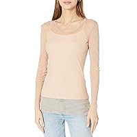 Women's Tailored Tulle Long-Sleeve Crew-Neck Shirt