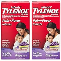 Tylenol Infants Acetaminophen Liquid Medicine, Grape, 1 fl. oz (Pack of 2)