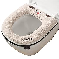 Toilet Seat Cover Pad Thick Warm Toilet Seat Cushion Washable Cloth Toilet Seat Mat with Handle Standard Size Toilet Cover