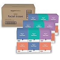 Amazon Basics Facial Tissue with Lotion, 2-Ply, 1350 Count (18 Packs of 75) (Previously Solimo)
