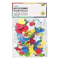 231509 - Foam Rubber Pre-Cut Parts, 150 Pcs Assorted, Hearts, Stars and Moon, Butterflies and Flowers