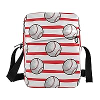 ALAZA Baseball on Stripe Background Crossbody Bag Small Messenger Bag Shoulder Bag with Zipper for Women Men