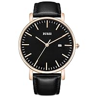 Stylish Men's Watches Minimalist Ultra Slim Date Large Face Watch with Teacher Strap