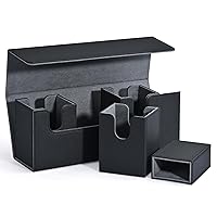 Card Storage Box with Dice Tray for MTG Yugioh, 4 in 1 Card Deck Case Holds 510+ Unsleeved Cards, Strong Magnet Card Organizer Compatible with Magic Commander TCG CCG Sports Cards (Black)