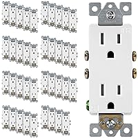 ENERLITES Decorator Receptacle, Tamper-Resistant Wall Outlet, Gloss Finish, Residential Grade, 3-Wire, Self-Grounding, 2-Pole, 15A 125V, UL Listed, 61501-TR-W-40PCS, White (40 Pack)