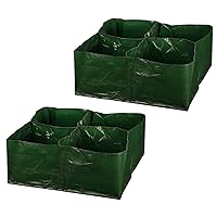 23-Gallon Plastic Raised Plant Grow Bag Garden Planting Bed with 4 Divided Grids Tomato Square Planter Pots Containers, for Vegetables and Flowers, 2 Packs