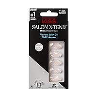 Salon X-tend, Press-On Nails, Nail glue included, Red Flags', Light Pink, Medium Size, Almond Shape, Includes 30 Nails, 5Ml Led Soft Gel Adhesive, 1 Manicure Stick, 1 New Mini File, New Prep Pad