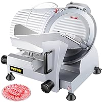 VEVOR Commercial Meat Slicer, 10 inch Electric Food Slicer, 240W Frozen Meat Deli Slicer, Premium Chromium-plated Steel Blade Semi-Auto Meat Slicer For Commercial and Home use (10IN-240W)