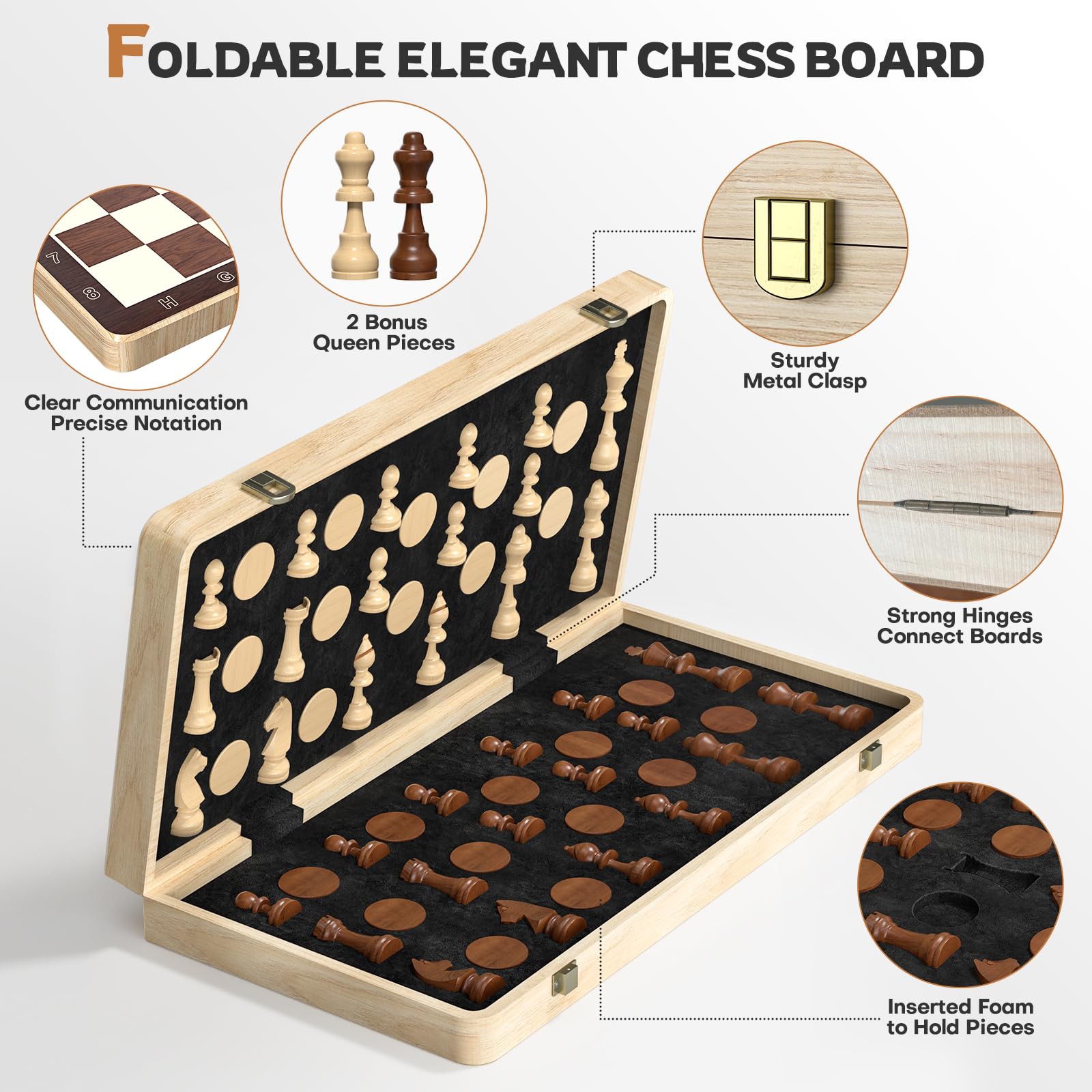 Magnetic Chess Set with Checkers - Meuzhen 16