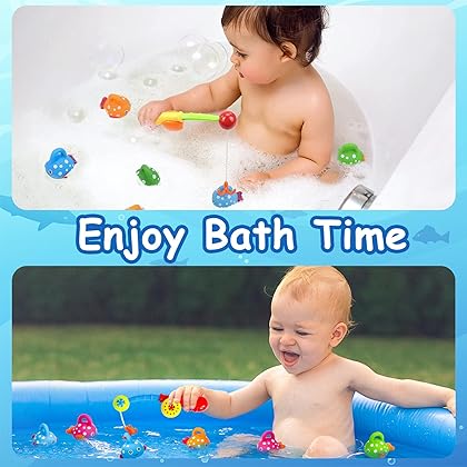 Baby Bath Toys for Toddlers 1-3 Bathtub Water Toy Shower Floating Fishing Games Kids Party Birthday Easter Gift for Boys Girls (Color Random)