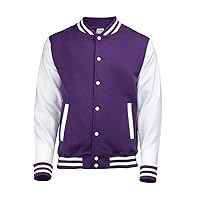 Unisex Varsity Jacket Medium Purple/White