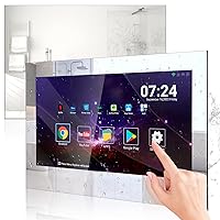 27 Inch Waterproof TV Bathroom Smart Mirror Touch Screen Android 11 Television, Full HD 1080P Built-in ATSC Tuner 2.4/5GHz Wi-Fi Bluetooth