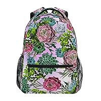 ALAZA Succulent Plant and Cactus Backpack for Women Men,Travel Trip Casual Daypack College Bookbag Laptop Bag Work Business Shoulder Bag Fit for 14 Inch Laptop