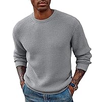 PJ PAUL JONES Mens Crewneck Pullover Sweater Waffle Textured Long Sleeve Knitted Sweaters
