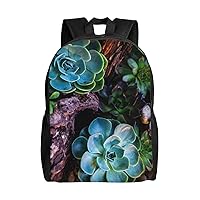 Succulent Plants Backpack Waterproof Lightweight Laptop Backpack Large Capacity Travel Daypack For Women Men