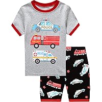 Toddler Boys Pajamas Short Sets Fire Truck Cotton 2 Piece Pjs Excavator Sleepwear Summer Clothes Kids Jammies Set Size 1-7T