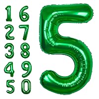 40 Inch Giant Green Number 5 Balloon, Helium Mylar Foil Number Balloons for Birthday Party, 5th Birthday Decorations for Kids, Anniversary Party Decorations Supplies (Green Number 5)