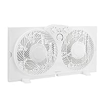 Amazon Basics Window Fan with Manual Controls, Twin 9 Inch Reversible Airflow Blades, White