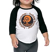 Toddler Geek Sunset With Coconut Trees Black Size 5-6 Toddler 100% Cotton 3/4 Sleeve Athletic Baseball Raglan T-Shirt