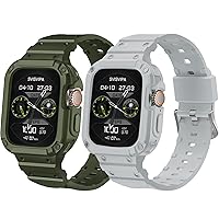 [2 Pack] SVISVIPA B&with Case Compatible for Apple Watch 41mm 40mm 38mm iWatch Series 8 7 SE 6 5 4 3 2 1 Strap, Men Women Sport Strap with Bumper Rugged Shockproof 2 Pack (Black,White)