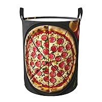 Large Pizza Round waterproof laundry basket,foldable storage basket,laundry Hampers with handle,suitable toy storage