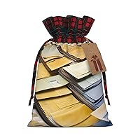 FRGMNT Postal Stationery print lattice Gift Bags,Reusable Xmas Sacks,Party Favor Bags,Holiday Gift Bags,Wedding Gift Bag