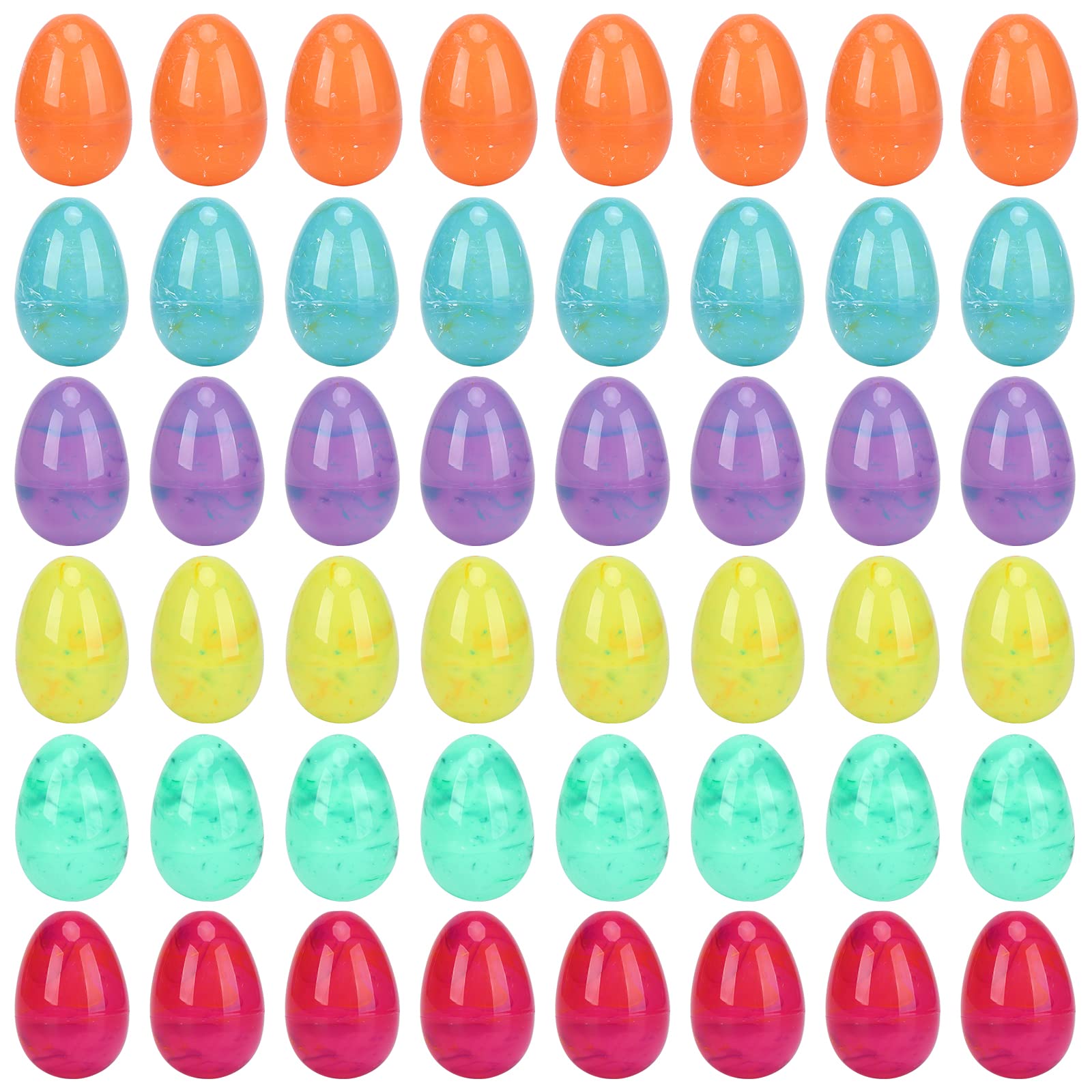 48pcs Easter Printed Plastic Marble Eggs Basket Stuffer for Easter Egg Hunt Event, Party Favor Goodie Bags, Scene and Decoration, School Party Favor Packs and Classroom Rewards (Marbled Eggs)