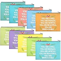 24 Pcs Inspirational Makeup Bag Bulk Gift for Women You Are Loved Motivational Canvas Bag with Zipper Appreciation Makeup Cosmetic Bags Christmas Retirement Gift Multicolor(Bright Color)