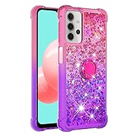 Shockproof Case for Samsung Galaxy A32 5G,Glitter Shine Diamond Gradient Color Quicksand Transparent TPU Cover with Rotating Ring Kickstand