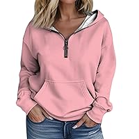 Half Zip Sweatshirts Cropped Hoodies Fleece Womens Quarter Zip Up Pullover Fall Outfits 2023 Fall Clothes