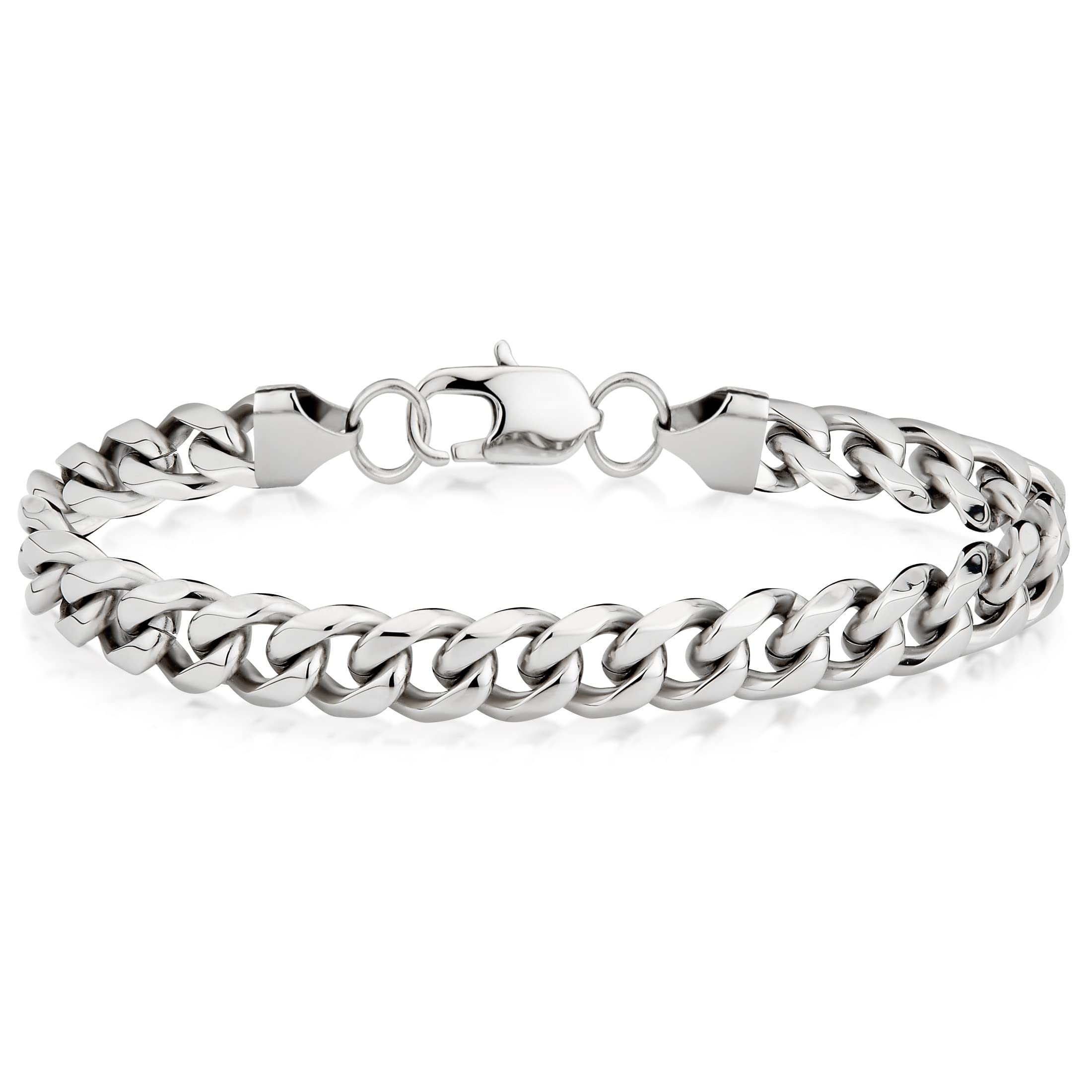 LONDON FOG Curb Link Silver Plated 8 Inch Unisex Bracelet For Him and Her