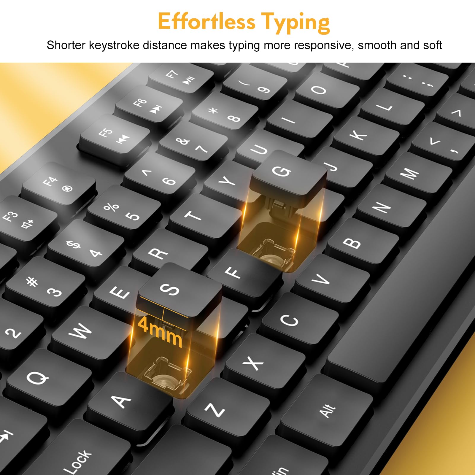 Wireless Keyboard and Mouse, Trueque Silent 2.4GHz Cordless Full Size USB Mouse Combo, Long Battery Life, Lag-Free for Computer, Laptop, PC, Windows, Mac, Chrome OS (Black)