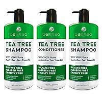 Tea Tree Oil Shampoo and Conditioner Set and Shampoo- Anti Dandruff Treatment for Itchy, Dry Scalps - Ideal for Women and Men with Oily Hair and Scalp Buildup - Sulfate and Paraben Free