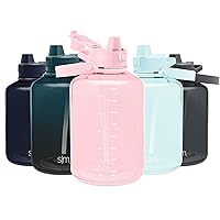 Simple Modern Half Gallon 64 oz Water Bottle with Push Button Silicone Straw Lid & Motivational Measurement Marker | Large Reusable Tritan Plastic Water Jug | Summit Collection | Blush