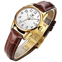 OLEVS Women's Business Dress Watches for Ladies Female Brown Leather Strap Small Face Dress Analog Quartz Wrist Watch with Calendar Day Date Waterproof Luminous Gift Classic Casual Retro Band