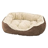 Sleep Zone Faux Suede Carved Plush Lounger, Cuddler, Napper Dog Bed - Fabric Bottom - 26X21 Inches / Chocolate / Attractive, Durable, Comfortable, Washable. By Ethical Pets