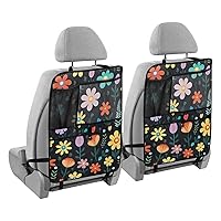 Leaves Purple Flower Beautiful Kick Mats Back Seat Protector Waterproof Car Back Seat Cover for Kids Backseat Organizer with Pocket Mud Dirt Scratches Protection, 2 Pack, Car Accessories