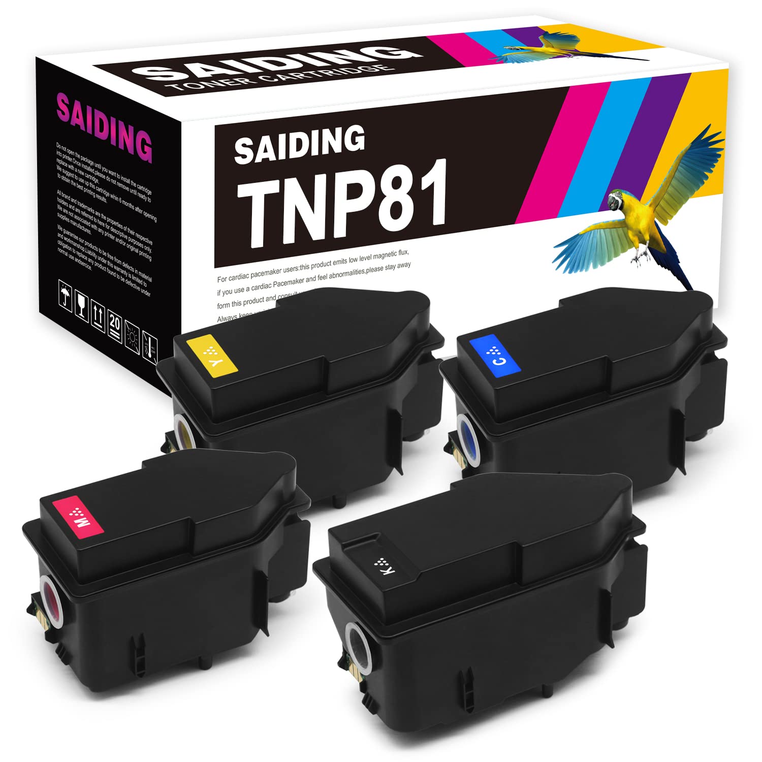 SAIDING Compatible Toner Cartridge Replacement for Konica TNP81 TNP 81 AAJW431 AAJW331 AAJW231 AAJW131 to Use with Minolta BizHub C3300i C4000i Printer (1Black 1Cyan 1Magenta 1Yellow