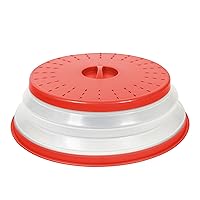 Tovolo 47011-402 Large Collapsible Microwave, Lid for Reheating Food, Meal Prep Gadget, No Mess Folding Plate Cover Kitchen Tool, Candy Apple Red