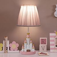 Kids Table Lamp, Adorable 14 Inch Castle Style Kids Desk Lamp, Pink Bedside Lamp Ideal for Girls Bedroom Decor, Includes LED Bulb