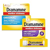 Dramamine Motion Sickness Variety Pack (1-All Day Less Drowsy 8 Count, 1- Original Formula 36 Count)