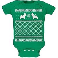 Westie Ugly Christmas Sweater Kelly Green Soft Baby One Piece