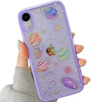 Compatible with iPhone XR Cute Case Clear, Handmade Glitter Bling Sparkle Design Slim Soft TPU Pretty Phone Cover for Girls Women Compatible iPhone XR 6.1 inch (Purple)