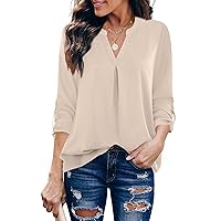 Gaharu Women's Blouses 3/4 Sleeve Work Shirt Chiffon Tunic Top Office Wear