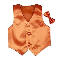 Unotux 2pc Boys Satin Orange Vest and Bow tie Set from Baby to Teen (10)