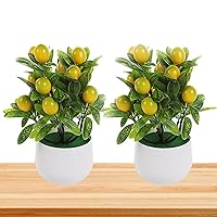 Artificial Lemon Trees Potted Plants Fake Lemon Plant in Pot for Bedroom Living Room Kitchen Decor, 2PCS