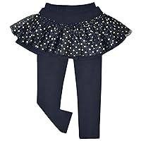 Little Girls Footless Leggings with Tutu Ruffle Twinkle Star Skirt Stretchy Cotton Pantskirt